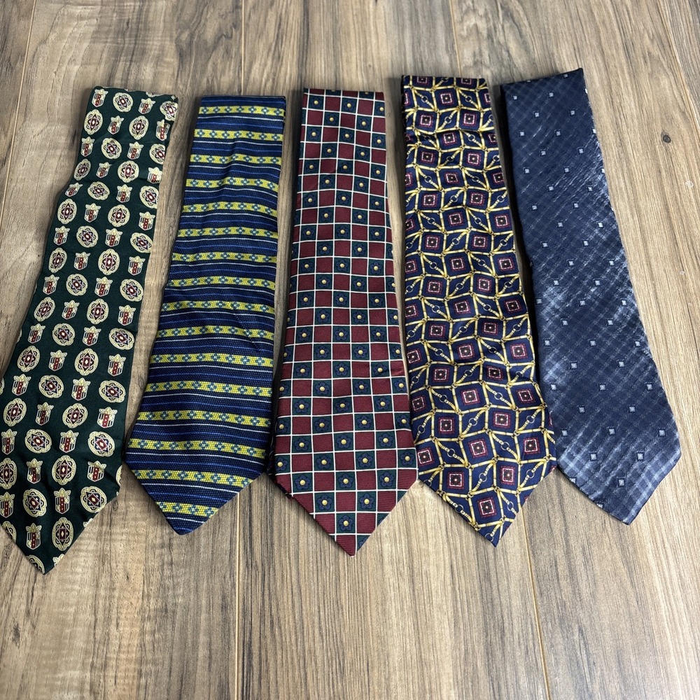 Vintage Lot of 5 Tommy Hilfiger Made In USA Ties All Silk Multicolor Mix Styles‎